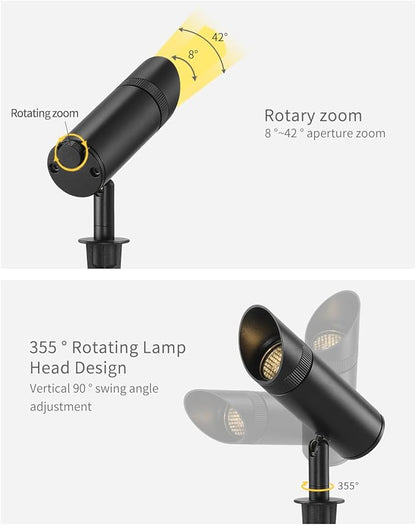 Outdoor Landscape Lighting, Low Voltage LED Adjustable Beam Spotlight(2700K), IP65 Waterproof, with Quick Installation Accessories, for House Patio Garden Fence Tree Yard Lawn Flags Use