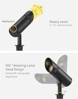Outdoor Landscape Lighting, Low Voltage LED Adjustable Beam Spotlight(2700K), IP65 Waterproof, with Quick | Lumora