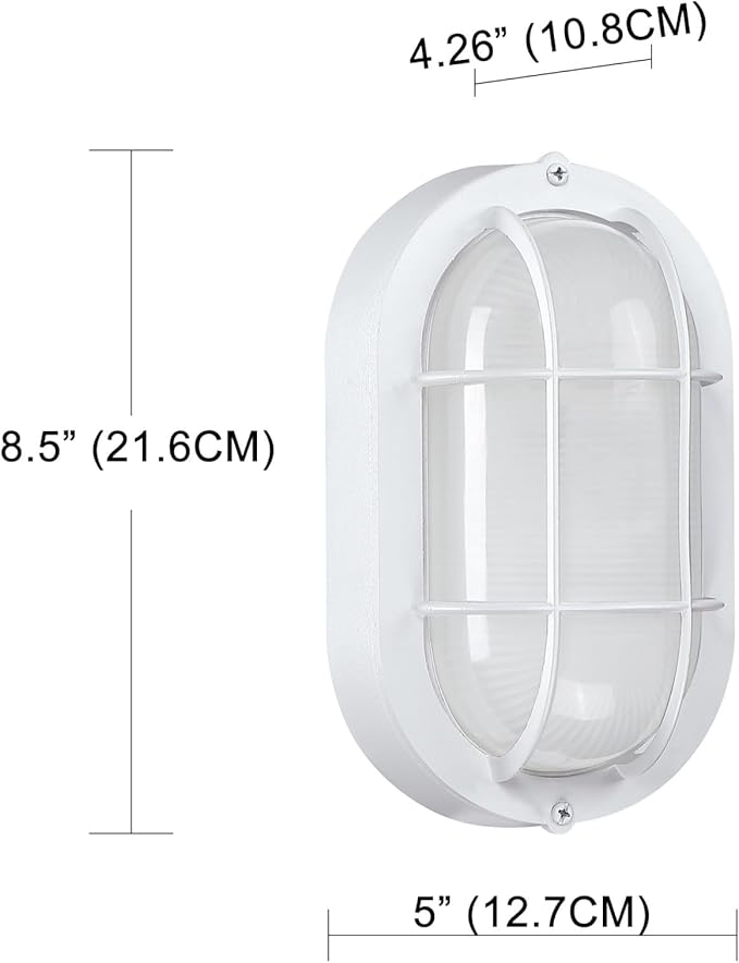 WISBEAM LED Bulkhead Light, Outdoor LED Wall Light for House, Dimmable, 6W Replace 60W, 450 Lumen 3000K Daylight White 80CRI, Waterproof, ETL Rated