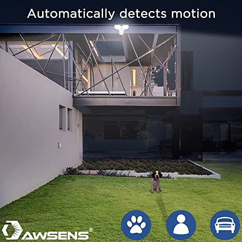 30W LED Motion Sensor Security Light Outdoor, 2 Head Adjustable, 180 Degree, 2600 LM, 5100 K, ETL Water Resistant, for Patio, Garage, Porch, White