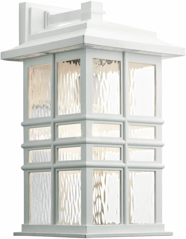 Kichler Beacon Square 17.5" 1 Light Outdoor Wall Light with Clear Hammered Glass in White | Lumora