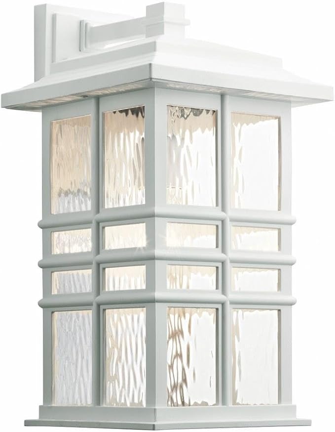 Kichler Beacon Square 17.5" 1 Light Outdoor Wall Light with Clear Hammered Glass in White | Lumora