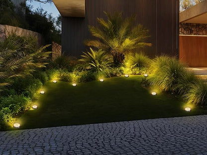 LOTMOS 12 pcs LED Solar Powered In-Ground Lights Pathway Garden Yard Lawn Walkway Driveway Lighting With Auto On/Off And Easy To Install, Solar Ground Lights For Pathway Yard Walkway Patio, Warm White