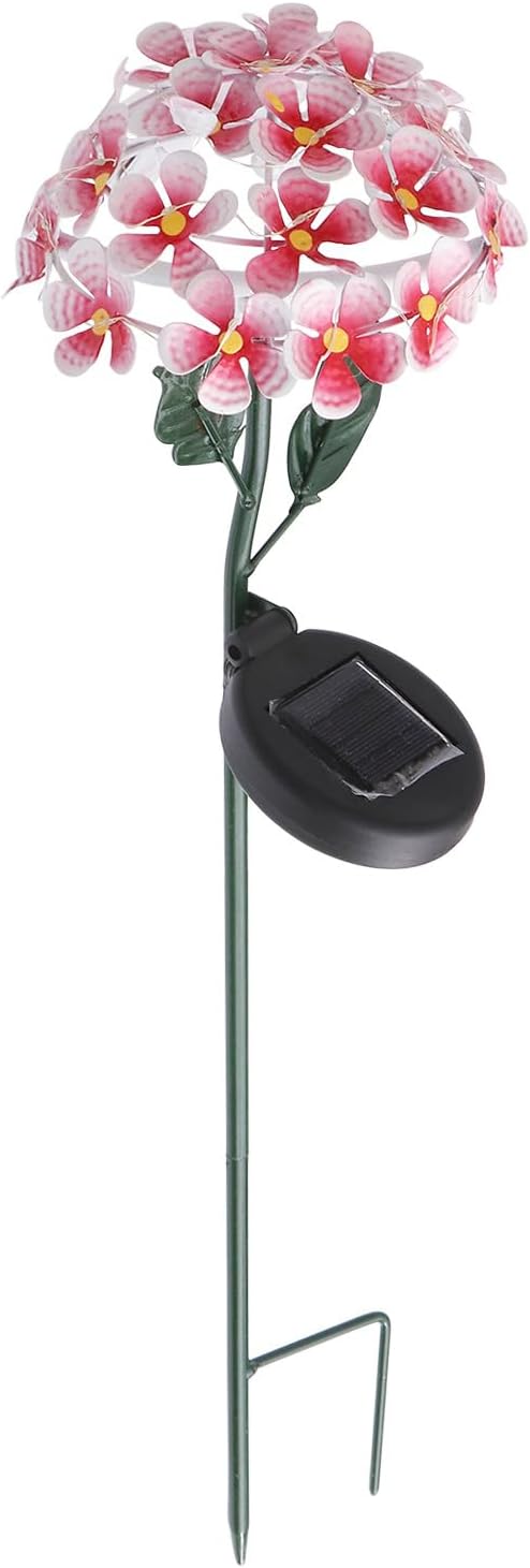 HOMSFOU Solar Hydrangea Lawn Stick Light Outdoor Solar-Powered Garden Pathway Lamp Yard Ground Landscape Lighting for Patio and Courtyard Decor