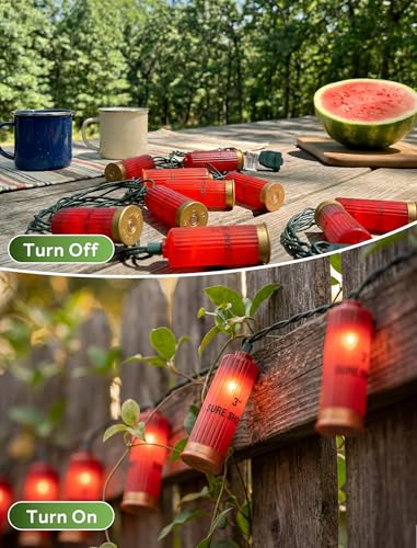 Oviejo 8.5Ft Shotgun Light String, Christmas LED Light String with 10 Red Bullet Lights for Outdoor Mexican Party Graduation Celebration Patio Bedroom Decor, Green Wire