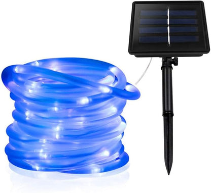 Outdoor Solar String Lights, 23FT Solar Rope Lights, 8 Modes 50 LED Outdoor Lighting Rope, Waterproof Copper Wire Rope String Light for Outdoor Indoor Home Garden Patio Parties(Blue)