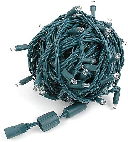 Novelty Lights 34ft 100 LED Coaxial Christmas Mini Lights, Warm White on Green Wire, 4" Spacing, Commercial Grade Indoor/Outdoor Holiday Light String, Power Supply Sold Separately
