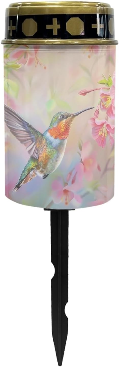 Hummingbirds Solar Pathway Lights Waterproof Solar Outdoor Lights,Solar Stake Lights Solar Lantern Solar Garden Lights, Wall Light Auto On/Off,Cherry Blossom