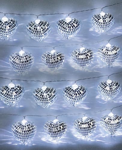 20 LED Disco Ball Mirror LED Party String Light Christmas Lanterns for Holiday Wall Window Tree Decorations Indoor Outdoor Patio Party Yard Garden Kids Bedroom Living Dorm (Moonlight Silver, 20-LED)