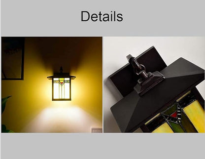 Tiffany Style Outdoor Wall Lights Stained Glass Corridor Wall Lamp Vintage Outdoor Balcony Aisle Hallway Wall Sconce Lighting,E27,110-240V(18 * 20 * 23Cm)