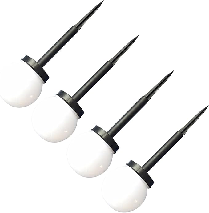 Homoyoyo 4pcs Solar Path Lights Outdoor White Bubble Ball Shaped Solar Lawn Lights with Ground Stake