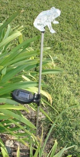 Set of 1 Solar Garden Stake Lights with Color Changing LED or Regular White LED Landscape Path Lights (1 Piece) (Frog)