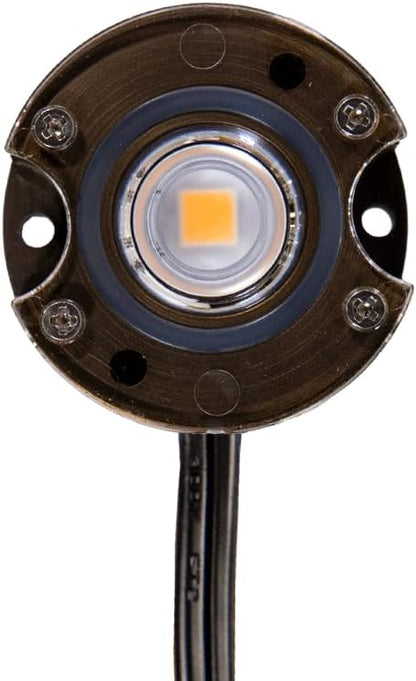 VOLT 12V 1W 2200K Candlelight IP67 Watertight 100 Lumen Solid Brass BuddyPro LED Puck Light (Grated) for Deck, Step or Hardscape Outdoor Lighting