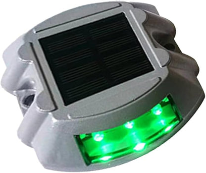 Wokyo 1 Pack Solar Deck Lights Outdoor Waterproof LED Solar Step Lights, Warning Road Marker Solar Powered Driveway Dock Lights for Pathway, Stairs, Ground, Flat (1, Green Always on)