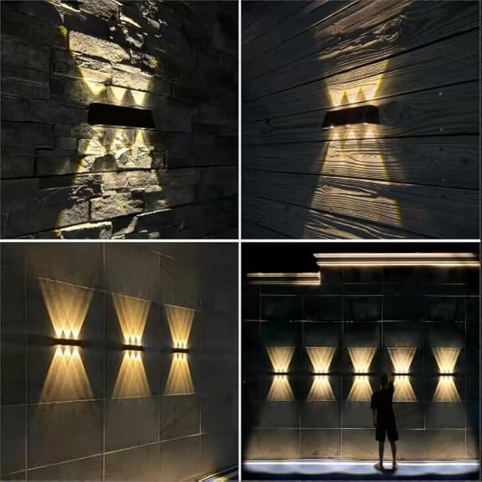 Solar Lights Outdoor Waterproof 3000K Warm Aluminum Up and Down Wall Sconce Dusk to Dawn 2PACK for Outside, Sign | Lumora