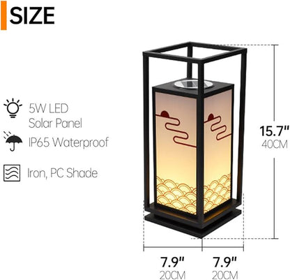 Solar Lawn Pathway Lights Square Solar Led Bollard Lighting Iron Housing Landscape Lights Outdoor IP65 Waterproof Garden Lights for Walkway Yard Lawn Front/Back Door