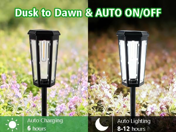 echosari Solar Pathway Lights Outdoor, 8 Pack Solar Powered Garden Lights Waterproof IP65, Auto On/Off, Solar Driveway Landscape Lights for Yard Path Landscape Walkway Lawn（Cool White）
