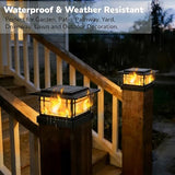 4x4 Solar Post Cap Lights Outdoor with Flickering Flame Light, 6 Pack Black Shell Fence Post Solar Lights Fit 4x4 Vinyl/Wooden Posts, Brightness LED Lighting Decor for Garden Deck Patio