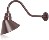 10in. Architectural Bronze Angle Shade Gooseneck Sign Light Fixture with 22in. Long Extension Arm - Wall Sconce | Lumora