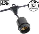 Novelty Lights 100 Feet Heavy Duty Light String with 50 Suspended E26 Sockets, Black - Outdoor Security Flood Light | Lumora
