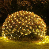 JMEXSUSS Net Lights Outdoor Mesh Lights, 200 LED 9.8ft x 6.6ft Christmas Net Light Outdoor Waterproof, Plug in Bush Light for Lawn Ceiling Hedge Garden Patio Christmas Tree Decor(Warm White)