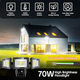 LED Flood Lights Outdoor 70W, 7000lm Floodlights, High Brightness Exterior Lighting Fixtures 6000K Cold White with IP66, Outdoor Lights for House, Yard, Garden,Playground