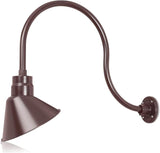10in. Architectural Bronze Angle Shade Gooseneck Sign Light Fixture With 24in. Long Extension Arm - Wall Sconce | Lumora