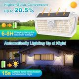 Brightever Solar Motion Sensor Outdoor Lights, 4000LM 344 LEDs Solar Outdoor Lights, IP65 Waterproof Exterior Flood Security Lights with 270° Wide Angle & 3 Modes for Patio Garage, 4-Pack White