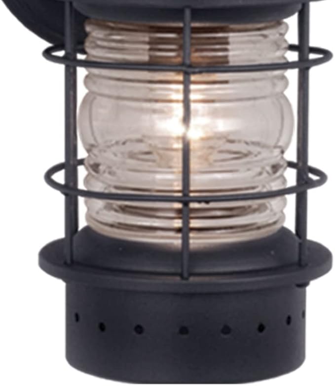 VAXCEL Hyannis 12.25 in. H 1-Light Burnished Bronze Coastal Outdoor Wall Sconce Made of Durable Steel, Clear Ribbed Glass Shade, LED Compatible, Use for Exterior Porch Patio Front Door or Garage