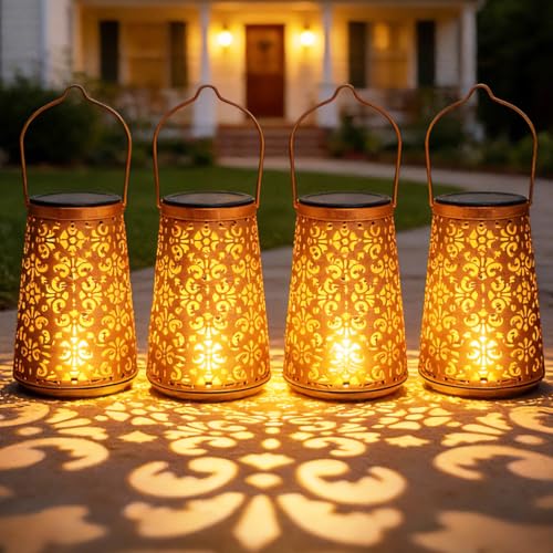 LeiDrail Butterfly Solar Lanterns, Outdoor Hanging Garden Lights, 4 Pack