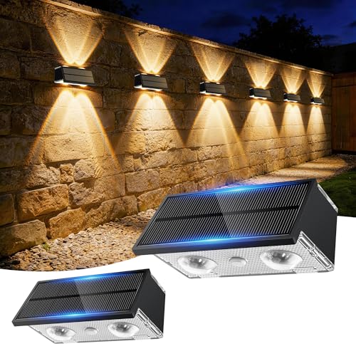 Solar Fence Lights Outdoor, 2 Pack Fence Solar Lights Waterproof