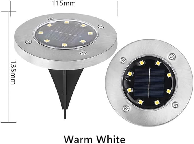 4 Packs Solar Lights Outdoor Garden Ground Lights IP44 Waterproof Solar Powered Pathway Deck Light for Lawn Walkway Yard (Warm 8 LEDs)