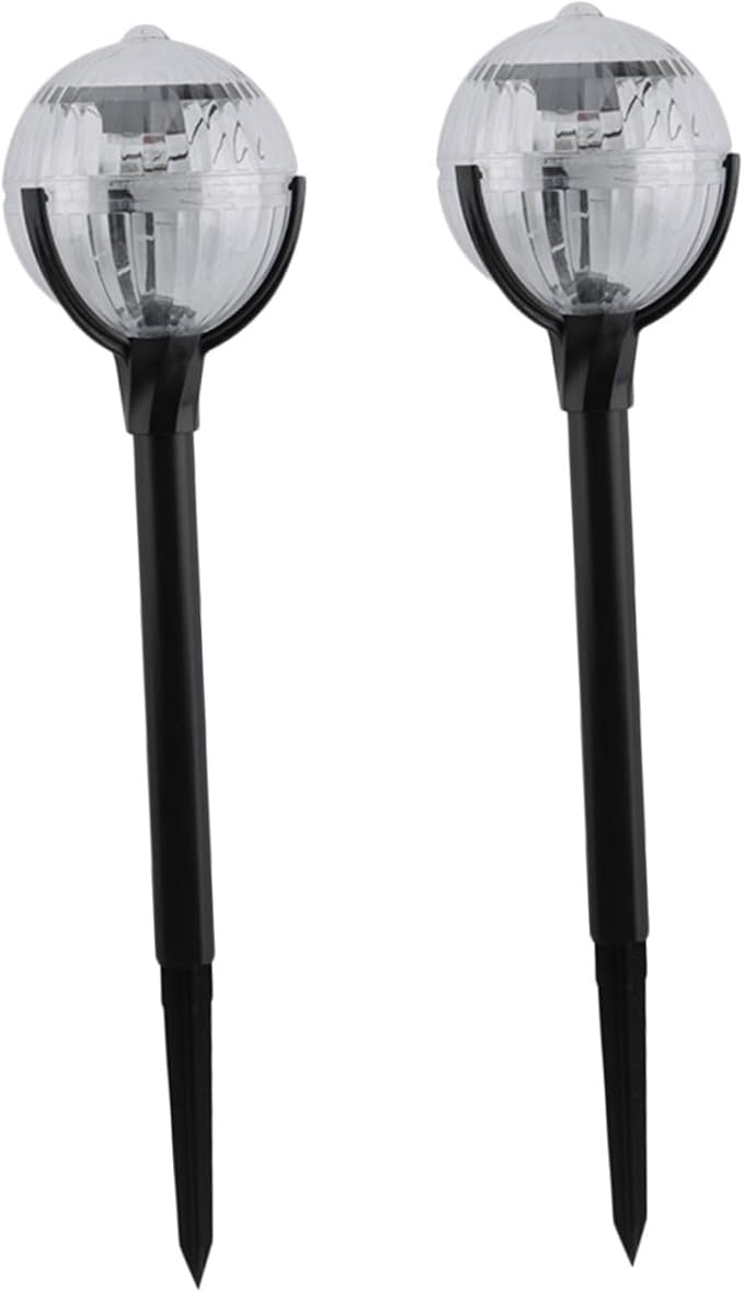 Housoutil 2pcs Solar Garden Lights Outdoor Lawn Path Lights with Colorful Led, Solar Powered Plastic Landscape Lighting for Patio and Yard Decor