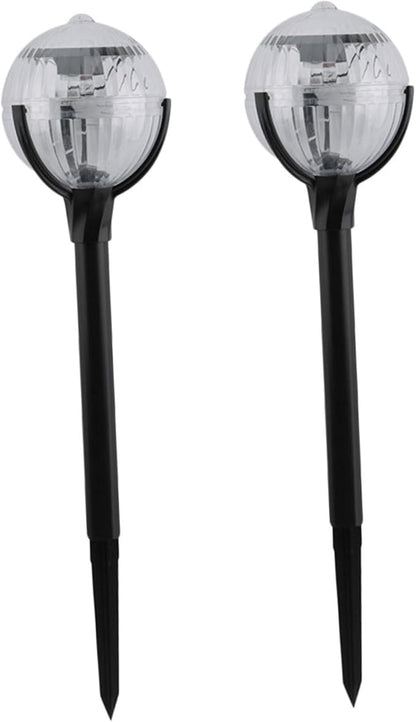Housoutil 2pcs Solar Garden Lights Outdoor Lawn Path Lights with Colorful Led, Solar Powered Plastic Landscape Lighting for Patio and Yard Decor