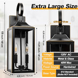 19" Large Outdoor Wall Lights Modern Front Porch Lantern Wall Mount 2-Light