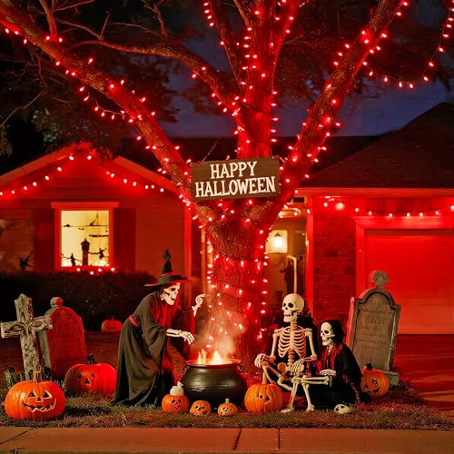 JMEXSUSS 200LED Red Christmas Lights, 66ft Halloween String Lights, Plug in