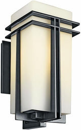 Kichler Tremillo 20.25" Outdoor Wall Sconce Light in Black, Exterior 1-Light Fixture with Satin Etched Cased Opal | Lumora