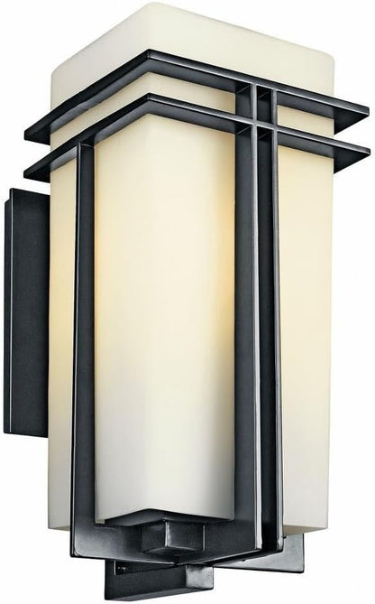 Kichler Tremillo 20.25" Outdoor Wall Sconce Light in Black, Exterior 1-Light Fixture with Satin Etched Cased Opal Glass, (20.25" H x 10" W), 49203BK