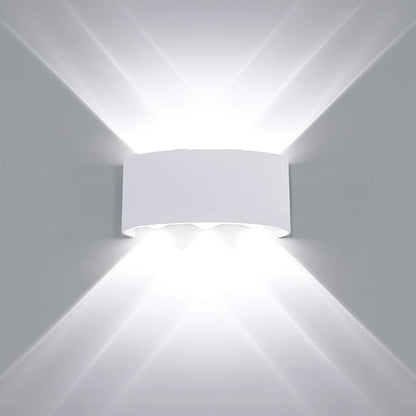 Kawell 6W Waterproof Modern Wall Sconces LED Wall Light Up Down Aluminum Wall Lamp LED Indoor Outdoor for Bathroom Bedroom Living Room Porch Stairs Hotels Garden Pathway, White 6000K