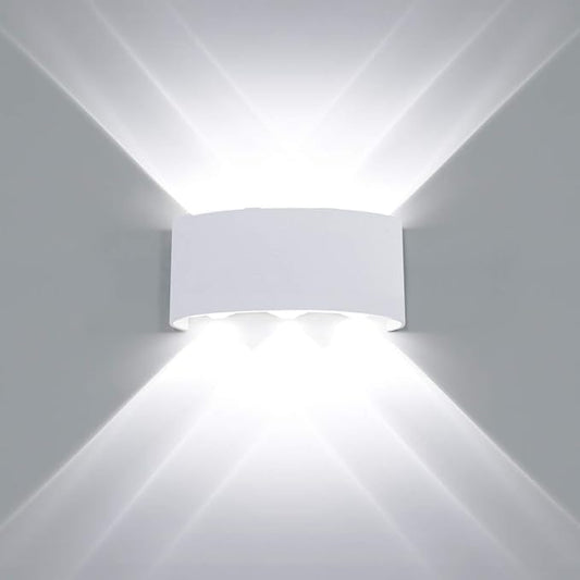 Kawell 6W Waterproof Modern Wall Sconces LED Wall Light Up Down Aluminum Wall Lamp LED Indoor Outdoor for Bathroom Bedroom Living Room Porch Stairs Hotels Garden Pathway, White 6000K