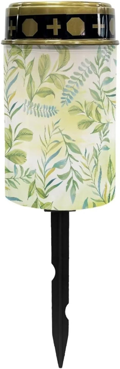 Green Leaves Cemetery Solar Lights Landscape Path Lights Solar LED Garden Path Lights Lawn Yard Patio Decor Solar Outdoor Lights Waterproof Decorative