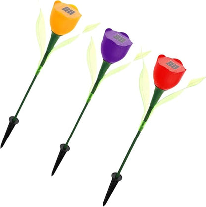 Sosoport 6pcs Solar Led Tulip Garden Lights Weatherproof Outdoor Solar Pathway Lamps for Driveways and Yards Energy Efficient Landscape Lighting Random Colors