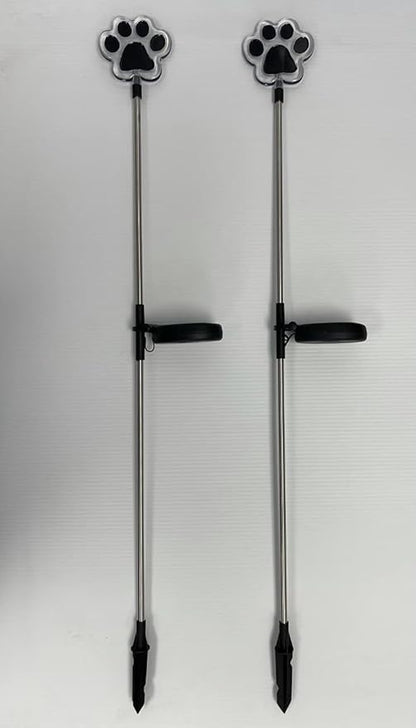 Set of 2 Clear Acrylic Dog Paw Solar Garden Yard Landscape Path Stick LED Lights