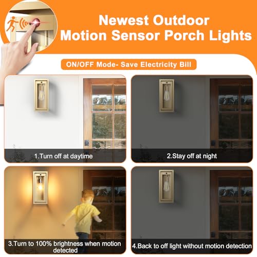 15" Motion Sensor Outdoor Wall Lights, Outdoor Sconces, 2 Pack