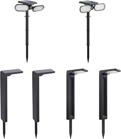 Sunvivo 2 Pack Motion Solar Lights Outdoor and 4 Pack Solar Pathway Lights Bundle