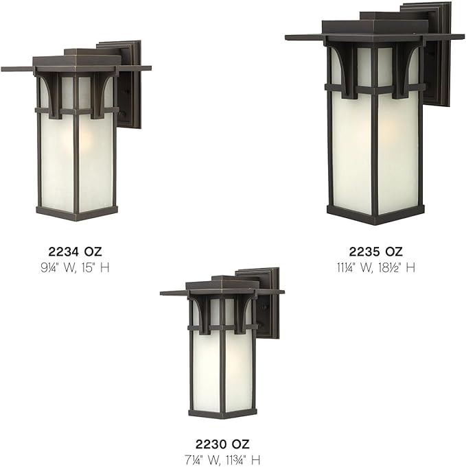 Hinkley 2230OZ Manhattan One Light Wall Mount Lantern - Craftsman/Mission - Bronze/Darkfinish - Porch Lights Outdoor Wall