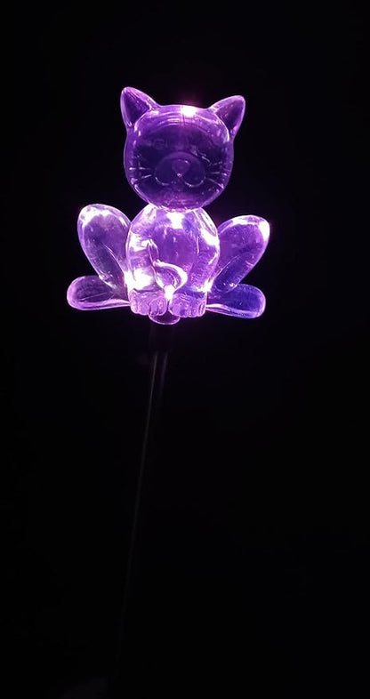 Starry Illuminate 2 PCS Solar Color Changing Style Garden Stake Light Pathway Stake Light (Cat)