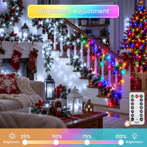 Connectable 240LED String Lights, Christmas Lights Cool White to Multicolor