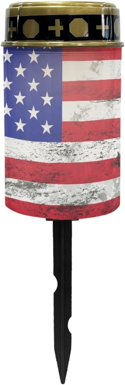 US Flag Outdoor Solar Lights,Solar Stake Lights Waterproof Solar Garden Lights Landscape Lighting Solar Pathway Lights Solar Lantern Outdoor Powered-Warm White