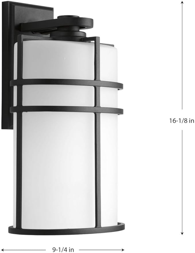 Progress Lighting P6064-31 1 LT Wall Lantern with Etched Glass, 9.5", Black